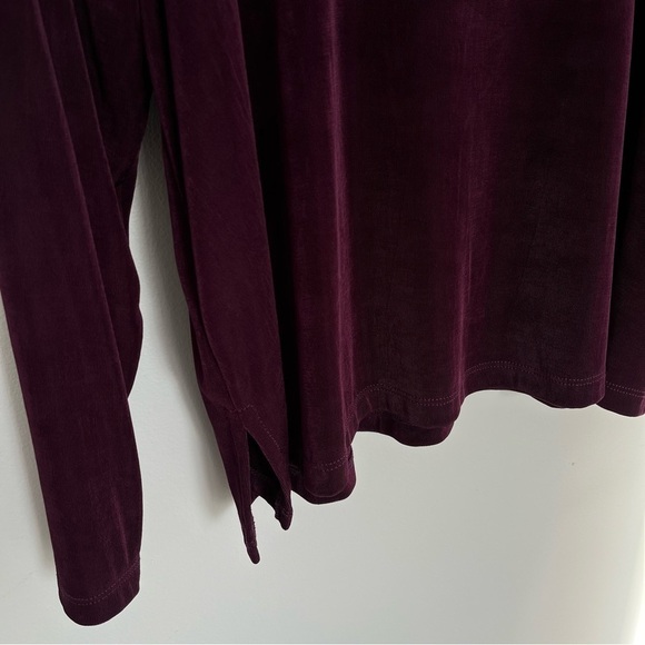 Citiknits Womens Square Neck Top Size 1X Slinky Long Sleeve Wine Color - Picture 5 of 10